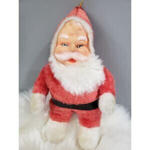 Vintage Rubber Face Superior Toy Santa Korea Plush Doll Christmas Mcm Kitschy